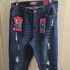 Wax Jean High-Rise Distressed Dark Blue Women’s Jeans Size 14